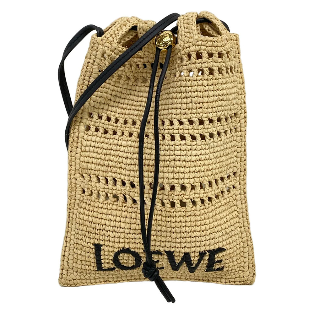Loewe Drawstring Pocket Beige Black #326020L10B
